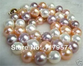 Veľkoobchod a maloobchod produkt krásne 8MM zmiešané farebné sladkovodné perly shell uzol Dlhý Náhrdelník Darčeky Pre Ženy 18-palcové WJ334