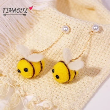 FIMAODZ Roztomilý Zvierat Bee Drop Náušnice Ženy Malé Bee kórejský Módne Vlny s Dlhým Reťazcom Šperky Deti Baby Dary
