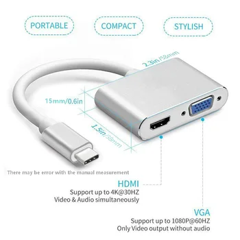 Notebook USB Typu C 4K HDMI VGA Adaptér Dokovacej stanice pre MacBook Pro Air Hp Elitebook Dell XPS od spoločnosti Lenovo, Huawei Kompatibilné Thunderbolt 3