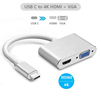 Notebook USB Typu C 4K HDMI VGA Adaptér Dokovacej stanice pre MacBook Pro Air Hp Elitebook Dell XPS od spoločnosti Lenovo, Huawei Kompatibilné Thunderbolt 3