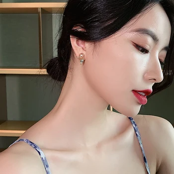Francúzsky romantický krásy fishtail pearl Náušnice Zirkón Módne kórejskej ženy šperky Klasické Sexy Party Náušnice Nastaviť lady Náušnice