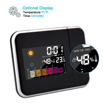 Smart Home Projekcia Digitálne Meteo Stanica Čas Projektor LCD Spánok, Budík Farebný Displej w/ LED Podsvietenie