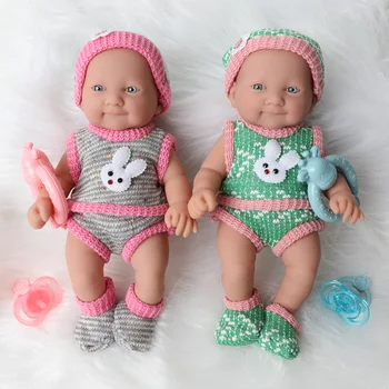 10 palcový bebe reborn bábiky realisticky novorodenca bábiky vzdelávania hračky 25 cm Simulácia mäkké Silikónové cumlík Sveter nepremokavé bábiky