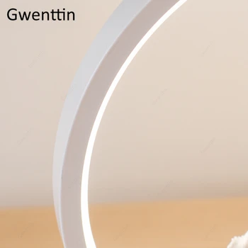 Moderné LED Krúžok stolná Lampa Objímanie Milenca s Husle Horn Angel Nordic Domova Stojí Stôl Svietidlá Spálne Posteľ Svetlo