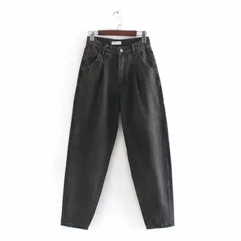 Dave&Di 2020 nové jarné high street vintage mama hárem džínsy žena vysoký pás džínsy skladaný džínsy voľné priateľ džínsy pre ženy