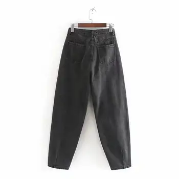 Dave&Di 2020 nové jarné high street vintage mama hárem džínsy žena vysoký pás džínsy skladaný džínsy voľné priateľ džínsy pre ženy