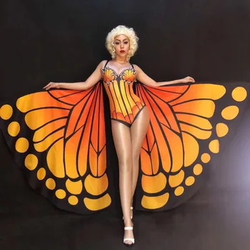 Ženy Nového Motýlích Krídel Štýl Svieti Kombinézu Party DJ Žena Spevák Oblečenie Bar DS Výkon Oblečenie Fáze Tanečné Kostýmy