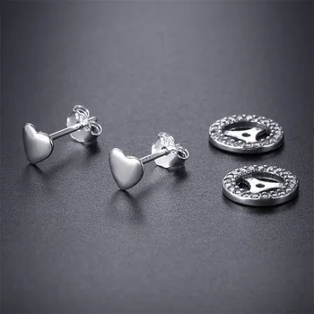 AZIZ BEKKAOUI 925 Sterling Silver Láska Srdce Stud Náušnice pre Ženy Jasné Cubic Zirconia Výročie Šperky, Náušnice Ženy