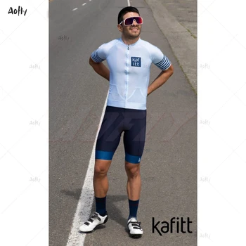 Kafitt Svetlo modrá Pár cyklistické skinsuit nastaviť Triatlon Nastaviť Triatlon Maillot Ropa Ciclismo Cyklistické Oblečenie, cyklistické Jumpsuit lete