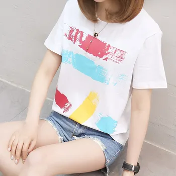 Vysoko kvalitné klasické Letné Bavlna priedušná žien-krátke rukávy bežné T-shirt