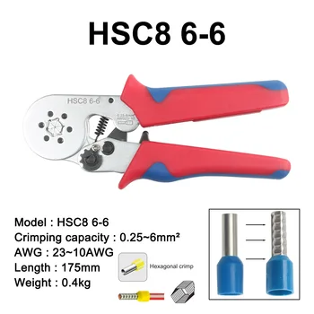 Rúrkové terminálu kliešte náradie mini elektrických klieští HSC8 10SA/6-4 0.25-10mm2 23-7AWG 6-6A 0.25-6mm2 vysokou presnosťou clamp nastavené