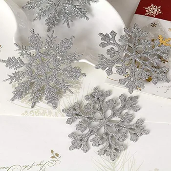 10Pcs Zlata, Striebra, Umelý Sneh, Vianoce Snowflake/Star Lesk Vianočné Ozdoby na Vianočný Strom Závesné Dekorácie 10 cm