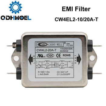 Jednofázový Výkon EMI Filter CW4L2-10A-T / CW4L2-20A-T AC, 115 V / 250V 20A 50/60HZ pre Laserové Gravírovanie a Rezanie Stroj