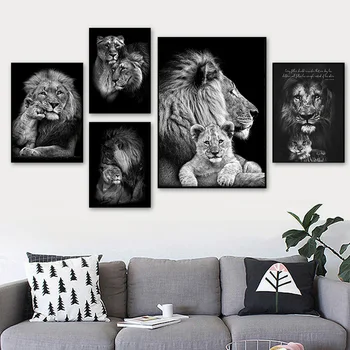Black White Lion olejomaľby na Plátne Plagáty a vzory, Moderné Zvierat Umenie Stenu Obrázok Pre Obývacia Izba Domova Cuadros