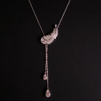 Vysoká kvalita 1:1 nové módy klasické kúzlo s925 mincový striebro smart pierko prvok Y-tvare ženských náhrdelník šperky