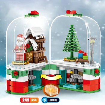 2020 Vianočné Rotujúce Box Model Stavebné Kamene, Osvetlenie Moudle Santa Jeleň Košíka RideMini Údaje Hračky Pre Deti, Darčeky