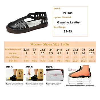 PEIPAH Dámy Originálne Kožené Topánky Žena Platformu Sandále Pre Ženy Plytké Gladiator Žena Jazdy Topánky Duté Z Sandále