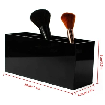 Make-Up Štetec Držiteľ 3 Slot Akryl Kozmetické Štetce Displej Prípade Úložný Box Pre Domáce Kancelárie Skladovanie Make-Up Organizátor Čierna