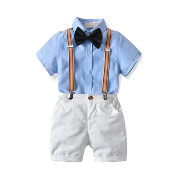 1-7 Rokov Chlapci Oblečenie Detí Krátke Rukáv Tričko Oblečenie Šortky Pevná Obloha Modrá Deti Oblečenie Batoľa Chlapec Oblečenie Sady