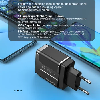 Škubnutí 36W USB Nabíjačka, Rýchle Nabíjanie 4.0 3.0 PD Rýchlo Nabíjačka NÁS EÚ UK Pripojte Telefón Adaptér Kompresor Pre iPhone 11 Xiao Huawei