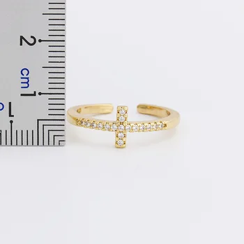 2020 Nový Jednoduchý Dizajn Otvorenie Krúžku Mini Cubic Zirconia Zlatá Farba Módne Svadobné Šperky Nastaviteľné Prstene Pre Ženy Zapojenie