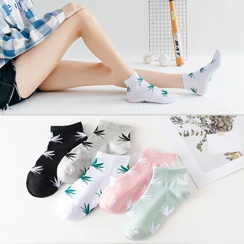 5 Párov Žien Bavlna Krátke Ponožky Roztomilý Letné Japonské Farebné Ovocie Konope Ponožky Tlač Módne Dievča Kawaii Šťastný Členkové Ponožky