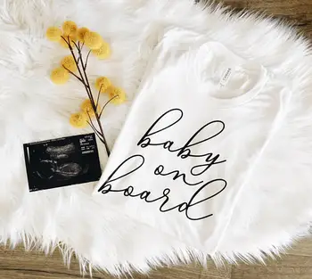 OKOUFEN baby na palube tričko tehotenstva oznámenie tričko nové mama darček ležérne módne ženy tee tumblr list tlač bavlna topy