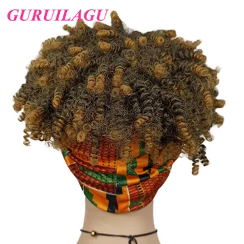 GURUILAGU Kinky Afro Kučeravé Parochňu 7 Farby Syntetické Parochne Tepelne Odolné Vlákna Syntetické Vlasy hlavový most Parochňu Krátke Parochne pre Čierne Ženy