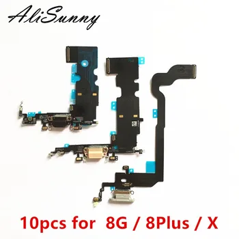 AliSunny 10pcs Nabíjací Port Flex Kábel pre iPhone X 8 Plus 8G 5.5 8Plus 8P USB Dock Konektor Nabíjačky Mikrofón Opravy dielov