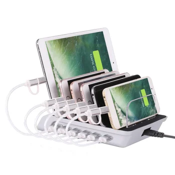QC 3.0 Smart 6 Port USB Nabíjačka Telefónu S Telefónom, Stojan Rýchle Nabíjanie Stanice Viacerých Nabíjačku Plochu pre chytré telefóny, tablety