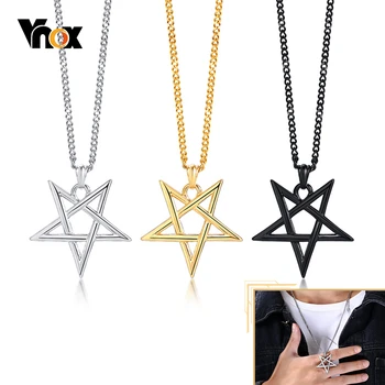 Vnox Jednoduché Nehrdzavejúcej Ocele Obrátený Pentacle Náhrdelník, Hore Nohami Pentacle, Gothic, Okultizmus, Diabol, Satanic Minimalistický Šperky