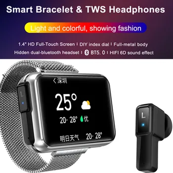 Smart Hodinky Bluetooth Hovor plne Dotykový Displej TWS Bezdrôtový Bluetooth Headset Fitness Srdcovej frekvencie Kompatibilné Huawei Samsung Xiao