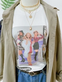 VIP HJN 90. rokov Vintage Módy Bezradný T-Shirt dámske Tumblr Roztomilý Módne Estetické Grunge Tee Bezradný Mužov Graphic Tee
