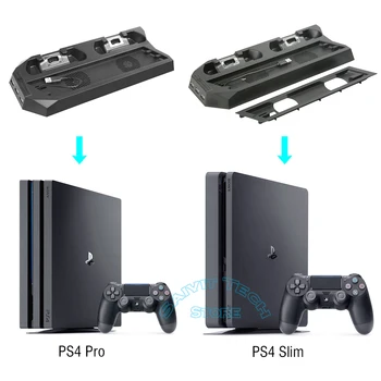 2v1 PS4 Slim Pro Konzole Držiak Chladiča Základne, Play station 4 Ovládač Nabíjačka pre Sony Playstation 4 Slim Pro Príslušenstvo
