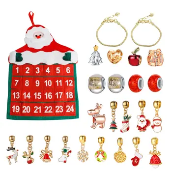 Módny Náramok Vianočné Adventné Kalendáre Očarujúce Visí Prívesky Kalendár s 24 Dní Diy zobrazili kľúčové tlačidlá Set pre Deti Vianočné Darčeky