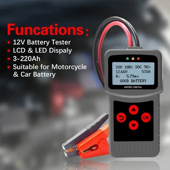 MICRO-200 PRO tester autobatérie 12v viacjazyčný motocyklové batérie rôznych batérie tri farby