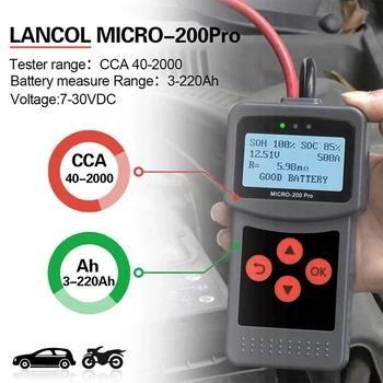 MICRO-200 PRO tester autobatérie 12v viacjazyčný motocyklové batérie rôznych batérie tri farby