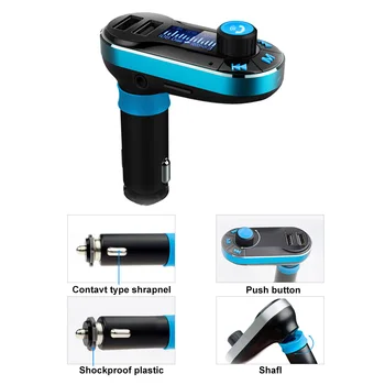 Auto Bluetooth Hands-Free Car MP3 Prehrávač Hudby FM Modulátor do Auta Vstavaný Mikrofón A 3,5 mm Stereo Jack
