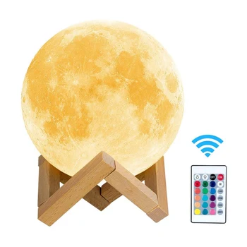 Led Nočné Svetlo 3D Moon Lampa 16 Farieb Zmeniť Ľahký Dotyk lávové lampy Nabíjateľná Deti Osvetlenie Nočné Lampy Domova