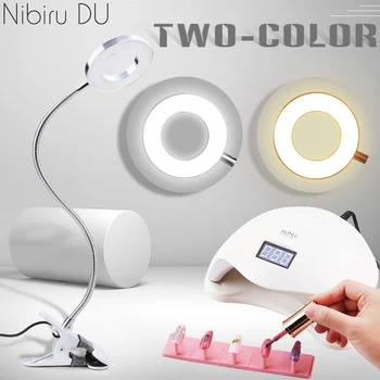 Nail Clip-on Stolná Lampa USB Flexibilné Ohybné stolná Lampa Ochrana Očí LED Dve Farby Svetla Manikúra Nechty Umenie Krásy Nástroje