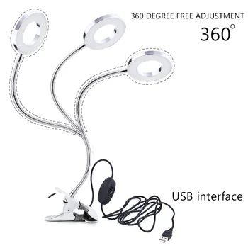 Nail Clip-on Stolná Lampa USB Flexibilné Ohybné stolná Lampa Ochrana Očí LED Dve Farby Svetla Manikúra Nechty Umenie Krásy Nástroje