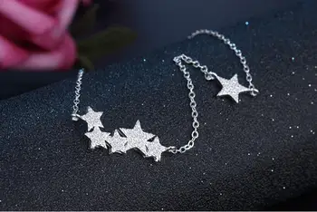 925 Sterling Silver Crystal Hviezdy Náhrdelníky & Prívesok Vyhlásenie Náhrdelník Pre Ženy