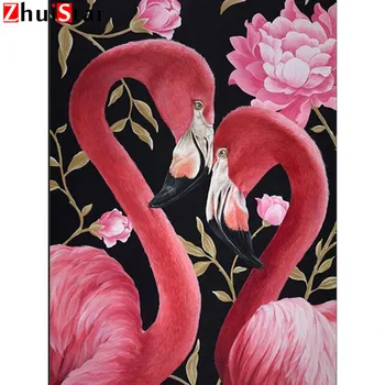 Drahokamu 5D DIY Diamond Maľovanie Flamingo Mozaiky Cross Stitch Art Vzor, Diamond Výšivky Plavidlá Domova ZWQ