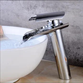 Chrome Povodí batérie, mosadz kúpeľňa kohútik jeden rukoväť torneiras para pia de banheiro Umývanie kohútik vodopád batérie