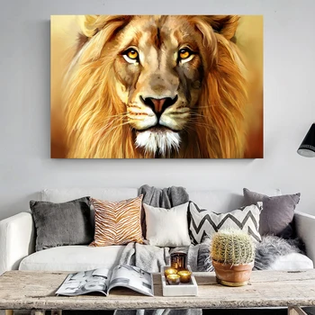Zlato Afrian Lev voľne Žijúcich Zvierat Plátno Umenie Maľba Škandinávskych Plagáty a Vytlačí Cuadros Wall Art Obrázky Pre Obývacia Izba