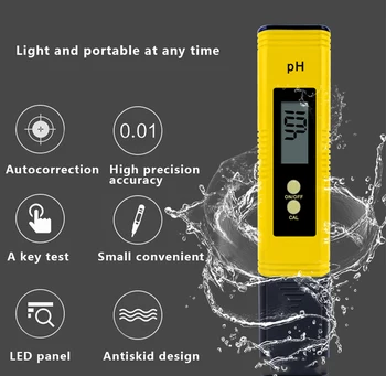 Prenosný PH Tester Presnosťou 0.01 Digitálny PH Meter Tester pre Vodné Akvárium Bazén Hydroponics PH Monitor