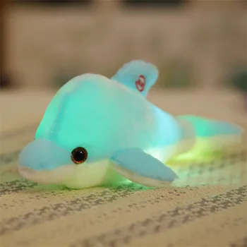 45 cm Farebné Dolphin Plyšové Bábiky Hračky Svetelný Plyšové Plnené Blikajúce Vankúš Vankúš S LED Svetlom Strany Darček k Narodeninám