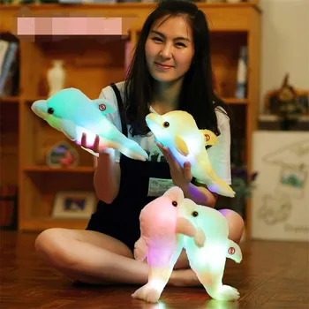 45 cm Farebné Dolphin Plyšové Bábiky Hračky Svetelný Plyšové Plnené Blikajúce Vankúš Vankúš S LED Svetlom Strany Darček k Narodeninám