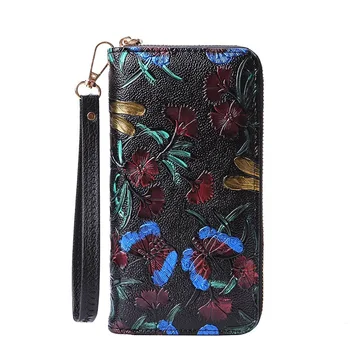 ženy peňaženky pu kožené kabelky, luxusné značky ladis spojka peňaženky dlho kvetinový ženy peňaženky karty držiteľa peňaženky