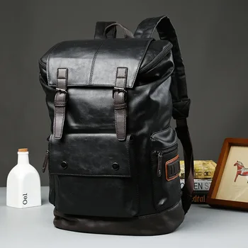 Podnikanie mužov office Batoh Značky PU Kožené Počítač, Laptop taška balenia Multifunkčné Cestovné backbag Veľké Čierne školské tašky